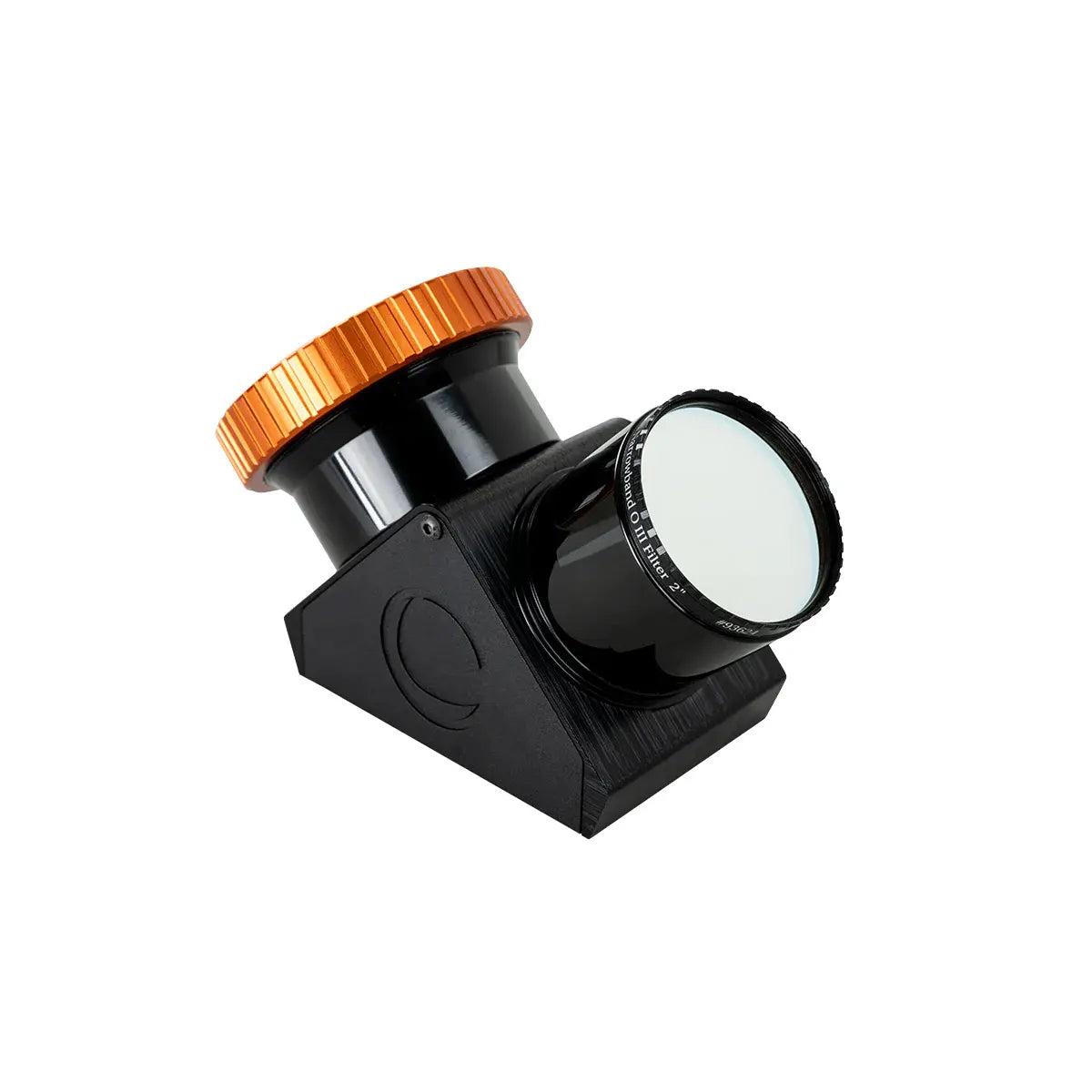 Black and orange mechanical device on a white background