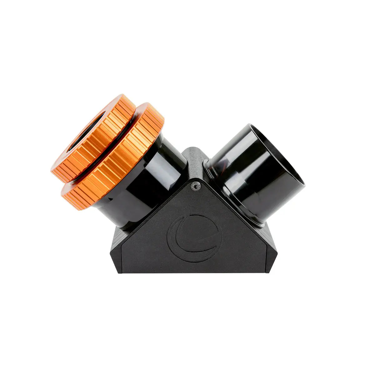 Black and orange Y-shaped component on a white background