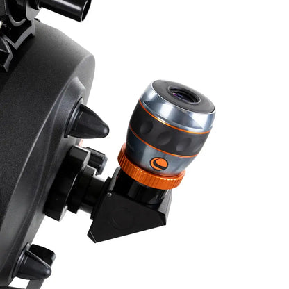 Close-up of a telescope eyepiece with a white background