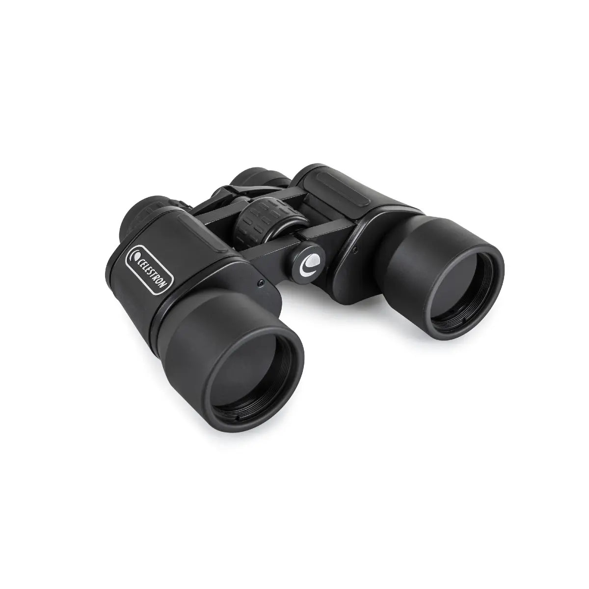 Black binoculars on a white background