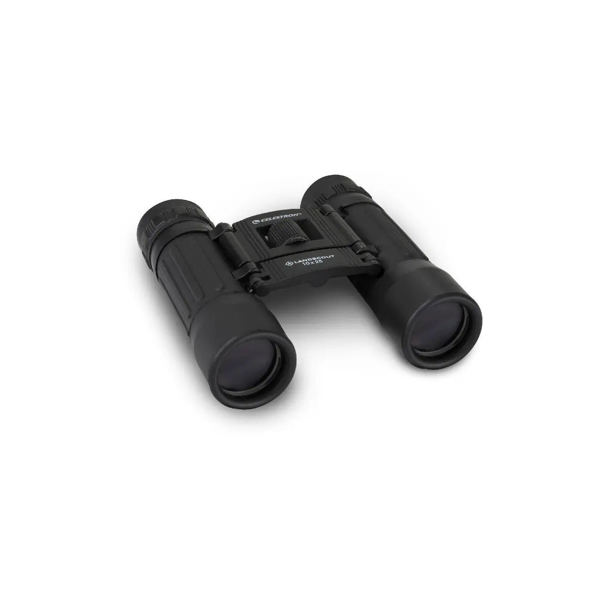 Black binoculars on a white background