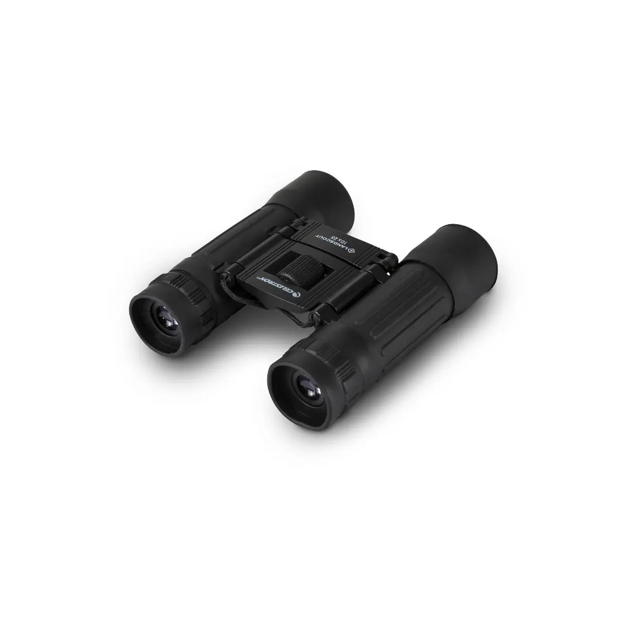 Black binoculars on a white background