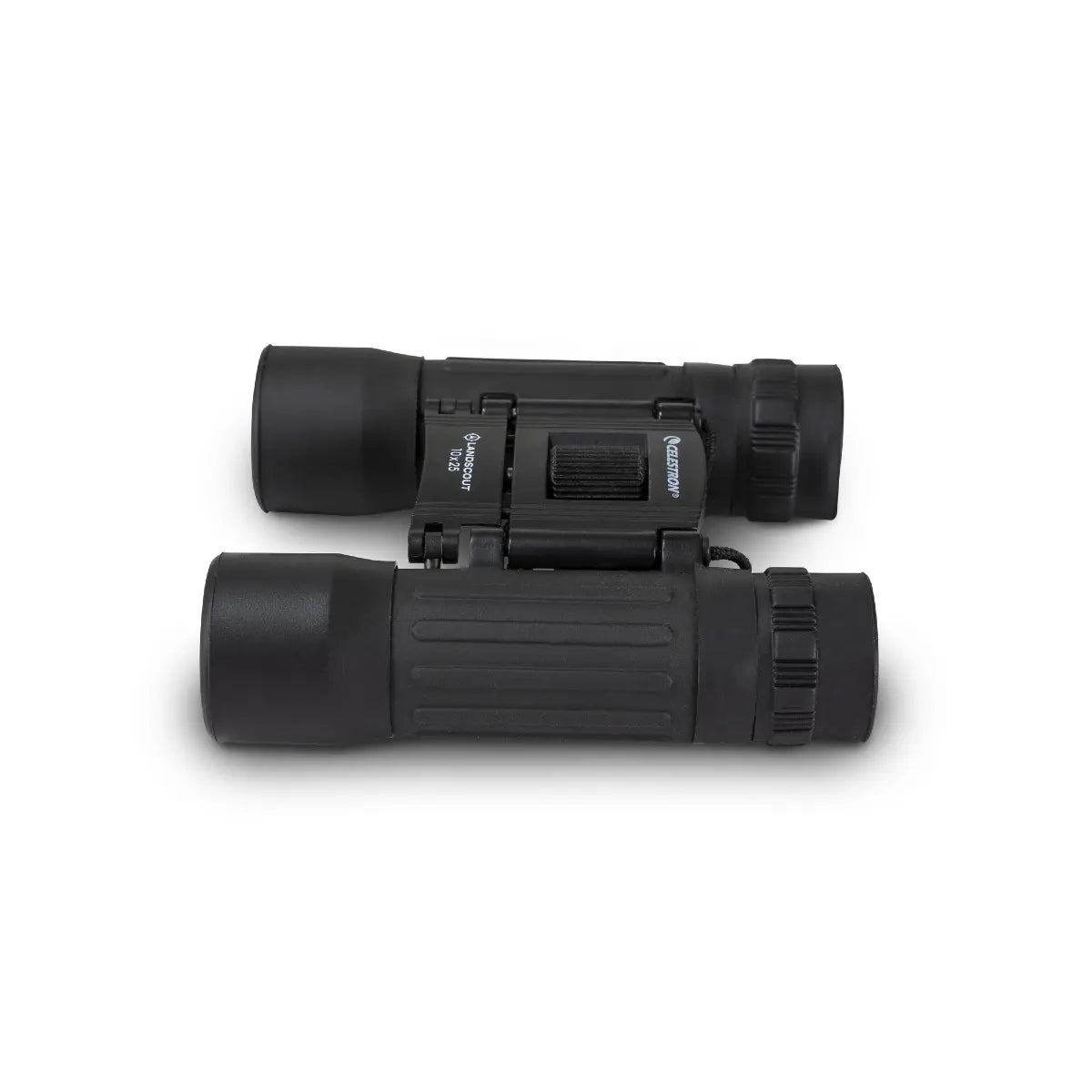 Black binoculars on a white background