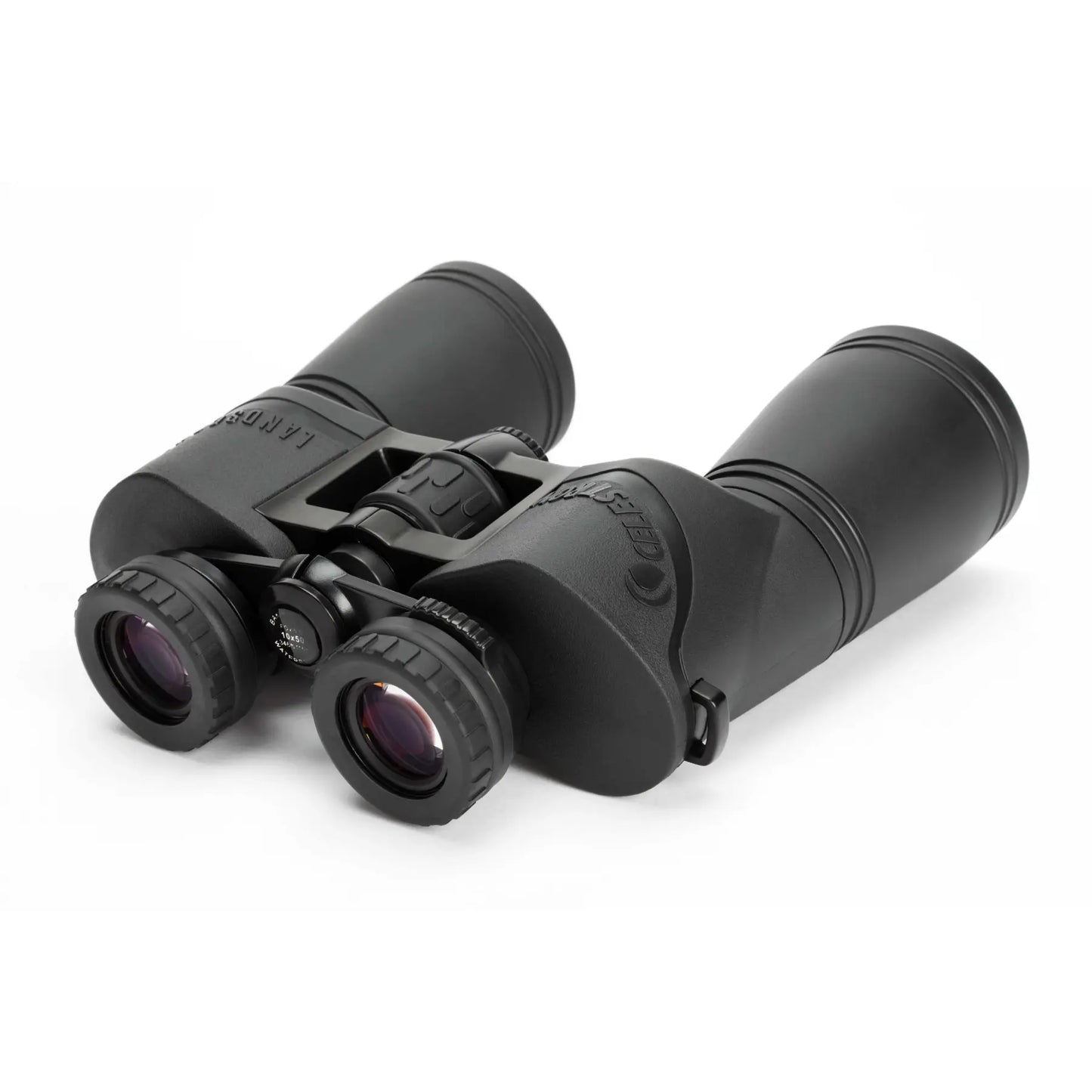 Black binoculars on a white background