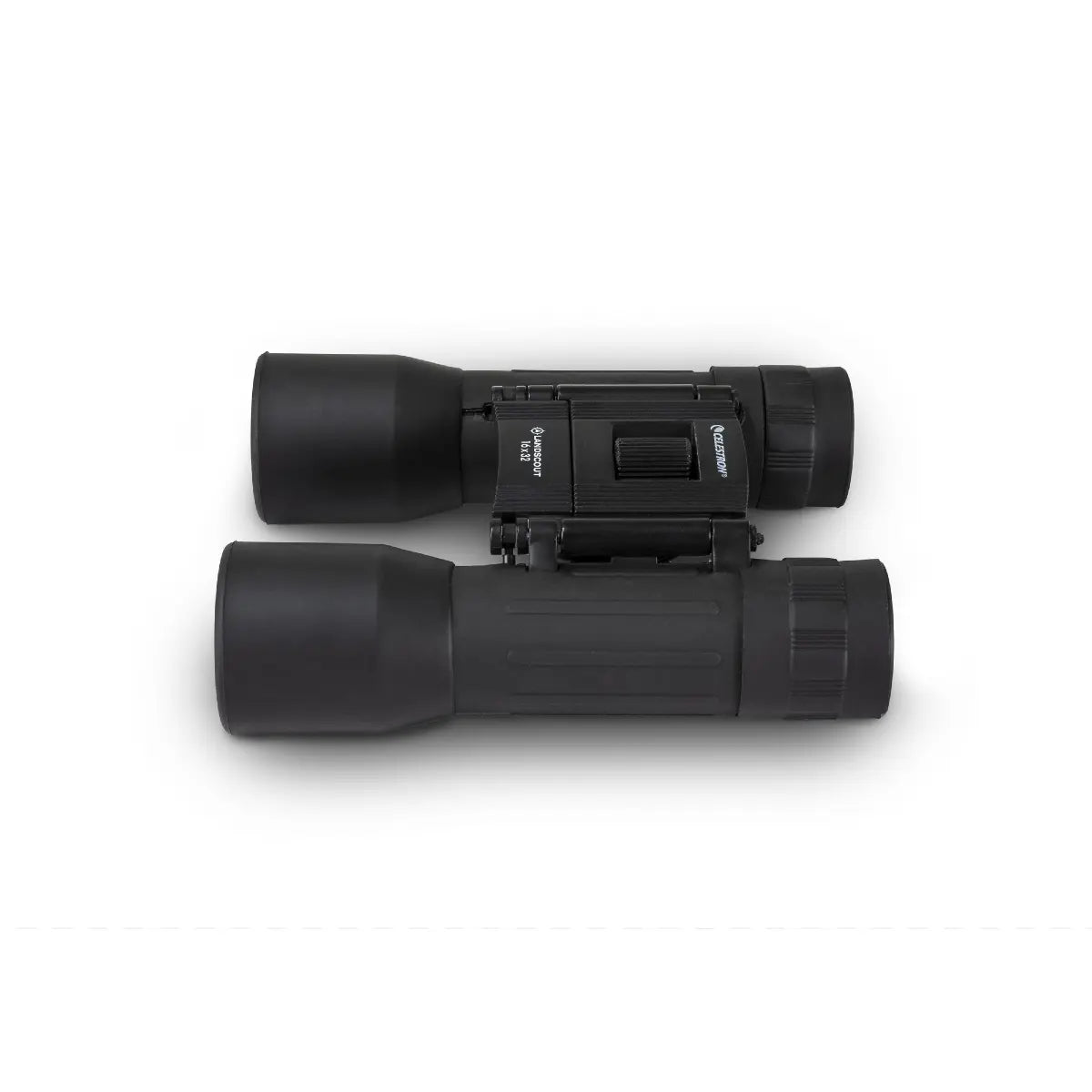 Black binoculars on a white background