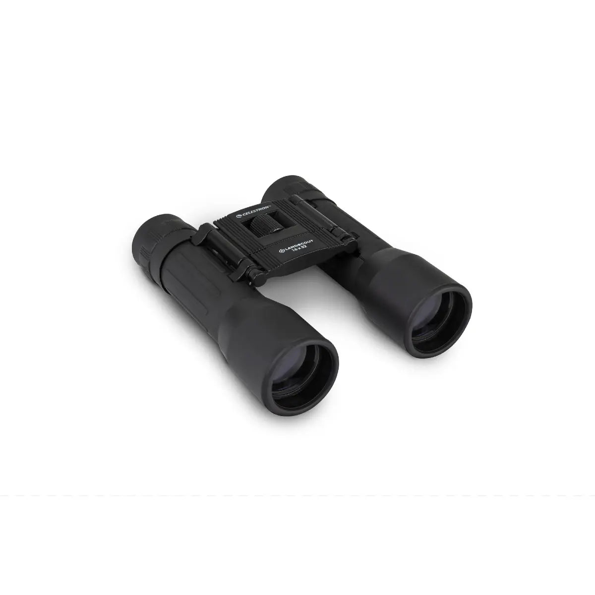 Black binoculars on a white background