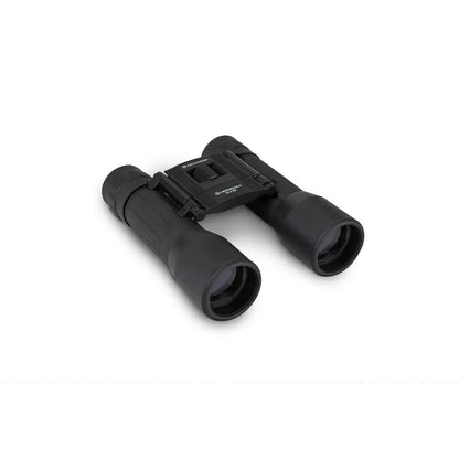 Black binoculars on a white background