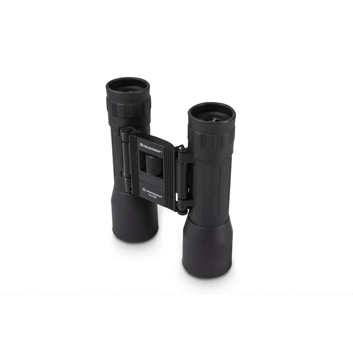 Black binoculars on a white background
