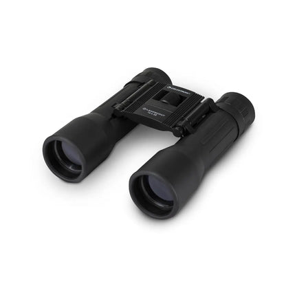 Black binoculars on a white background