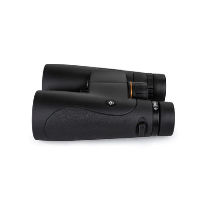 Black binoculars with a brand logo on a white background