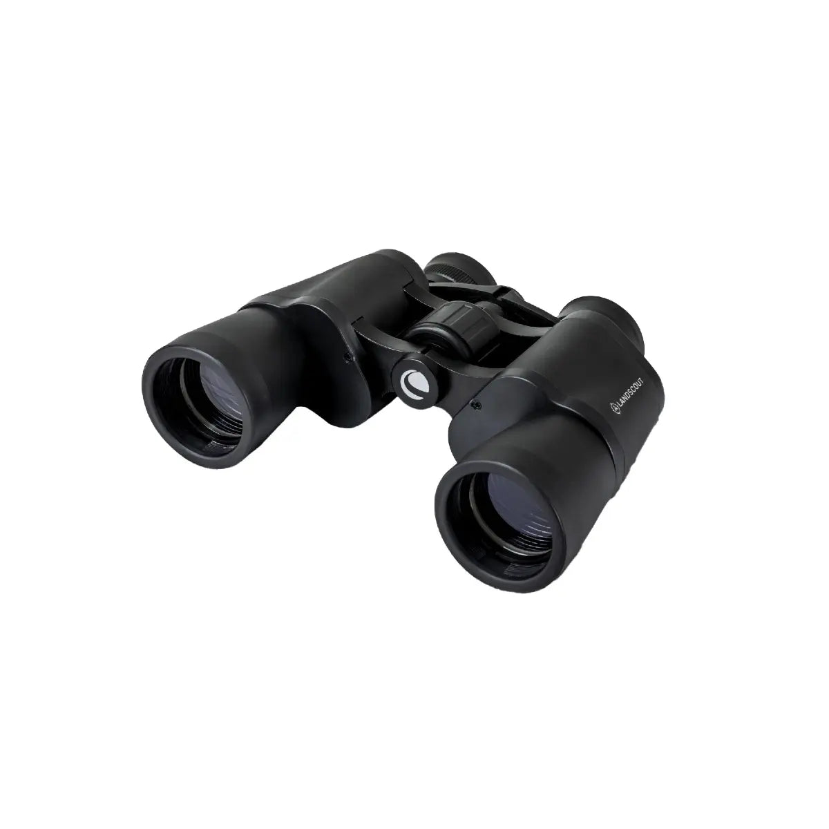 Black binoculars on a white background