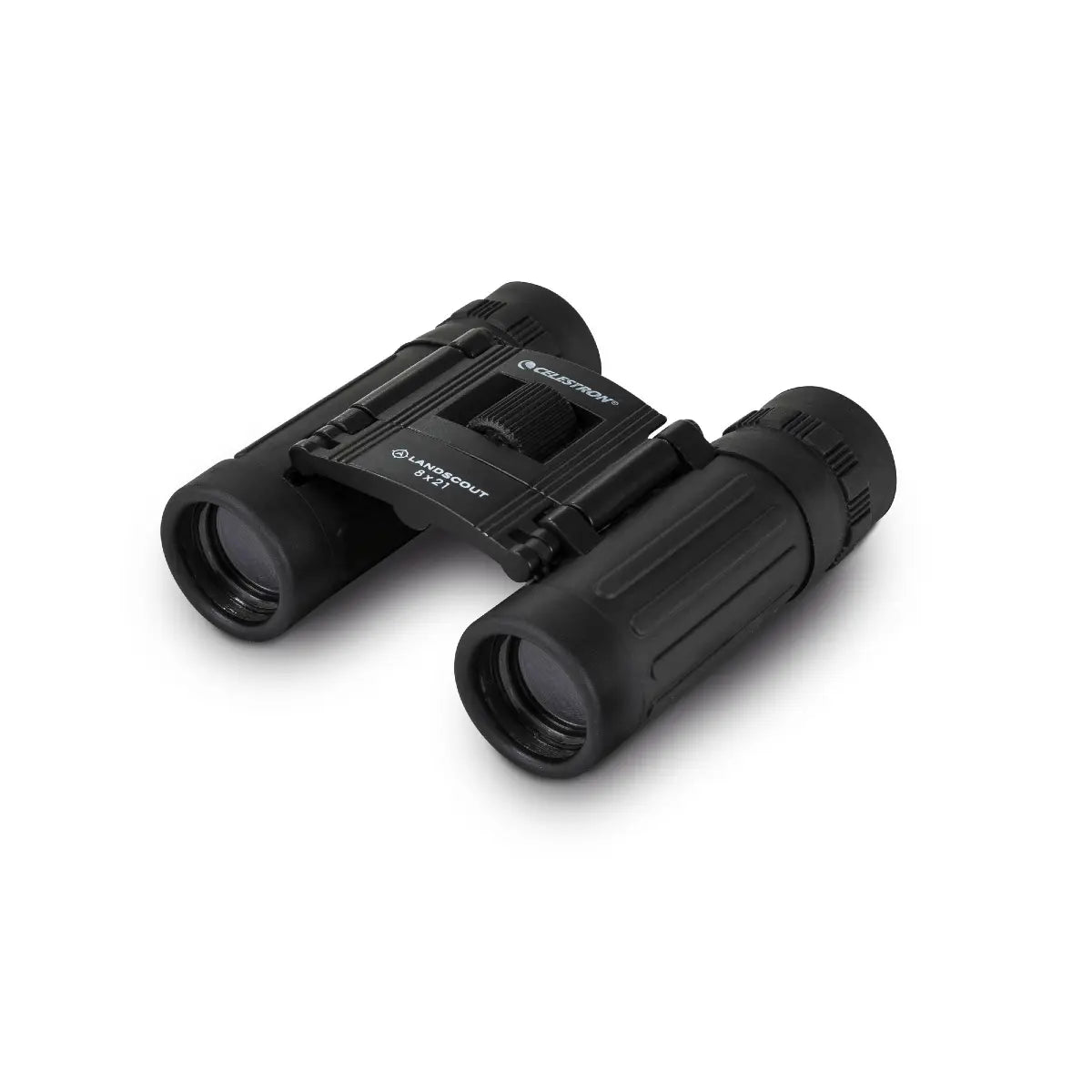 Black binoculars on a white background
