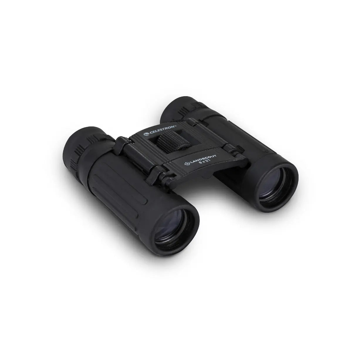 Black binoculars on a white background