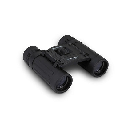 Black binoculars on a white background