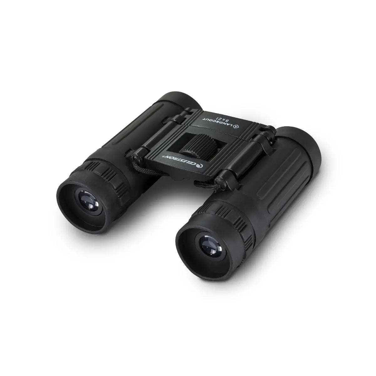 Black binoculars on a white background