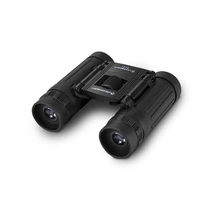 Black binoculars on a white background