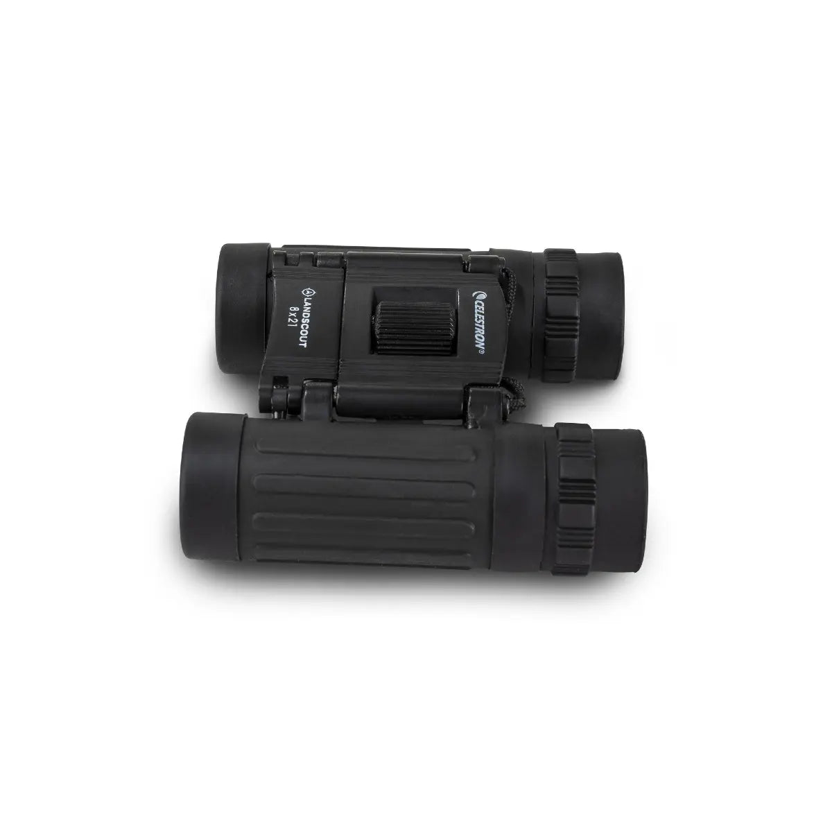 Black binoculars on a white background