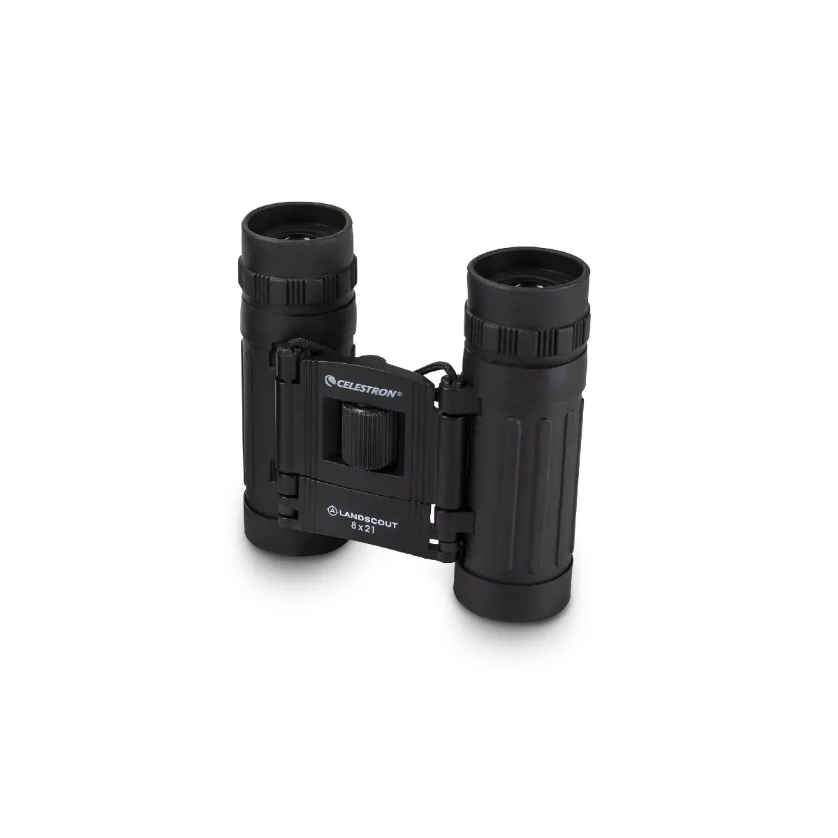 Black binoculars with Celestron logo on a white background