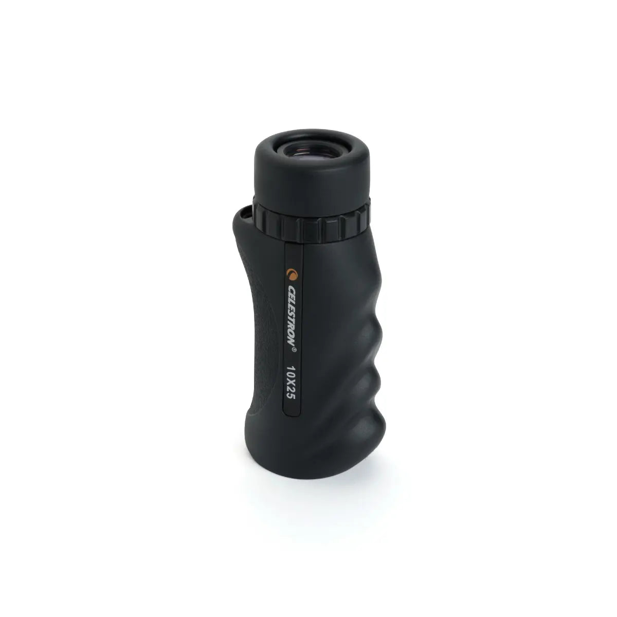 Black monocular telescope on a white background