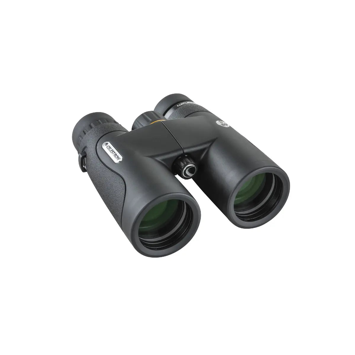 Black binoculars on a white background