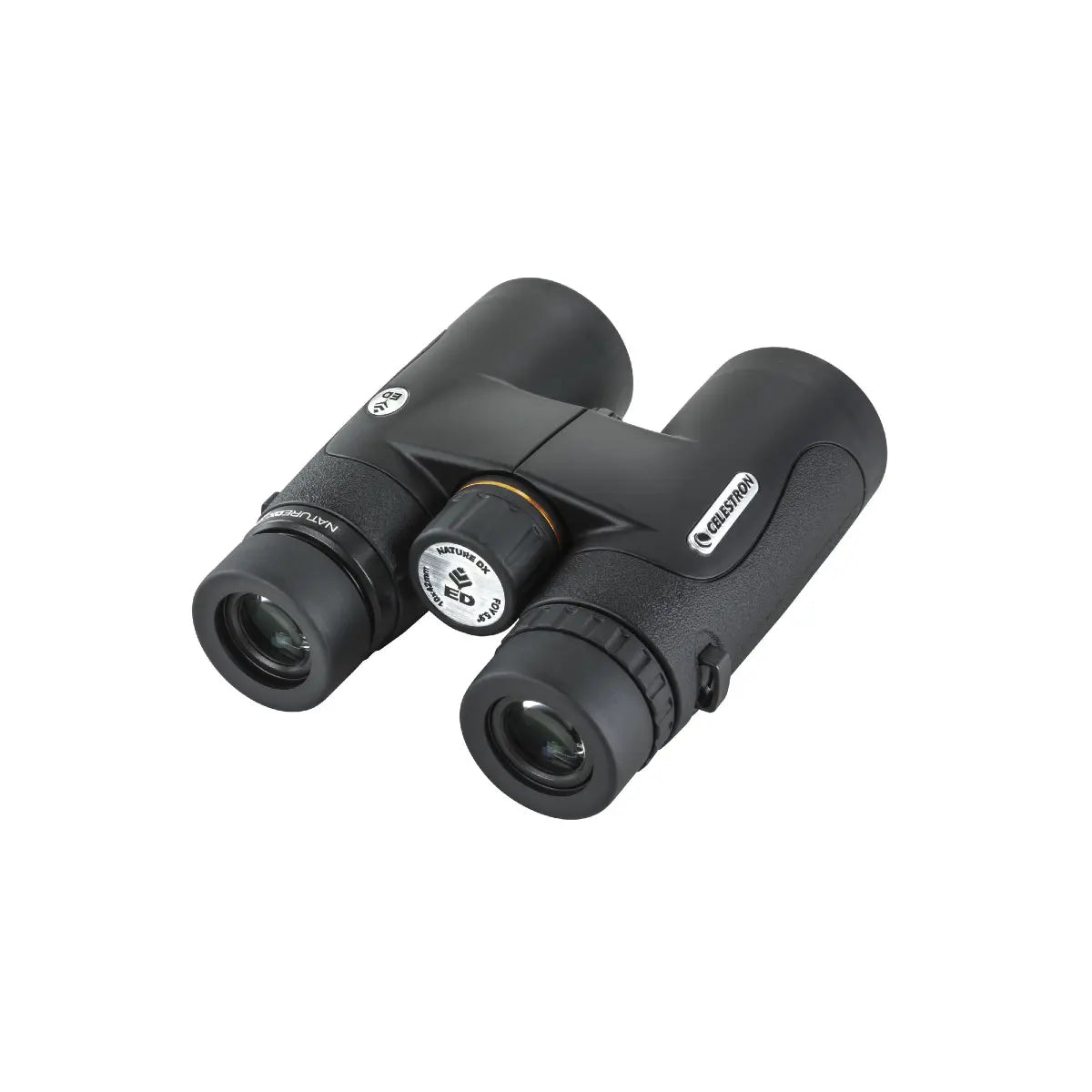 Black binoculars on a white background