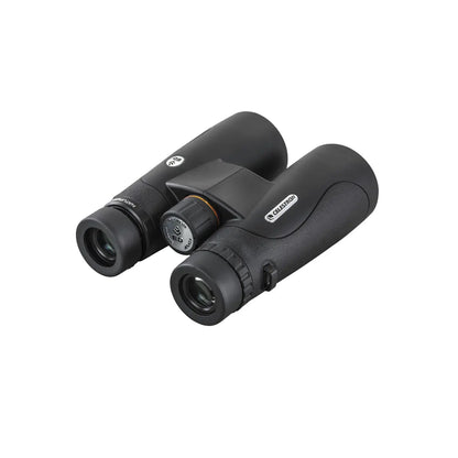 Black binoculars with a brand logo on a white background