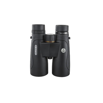 Black binoculars with a brand logo on a white background