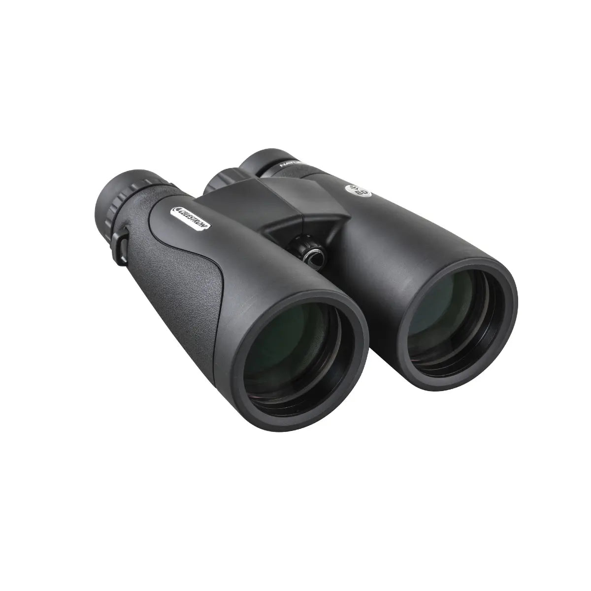 Black binoculars on a white background