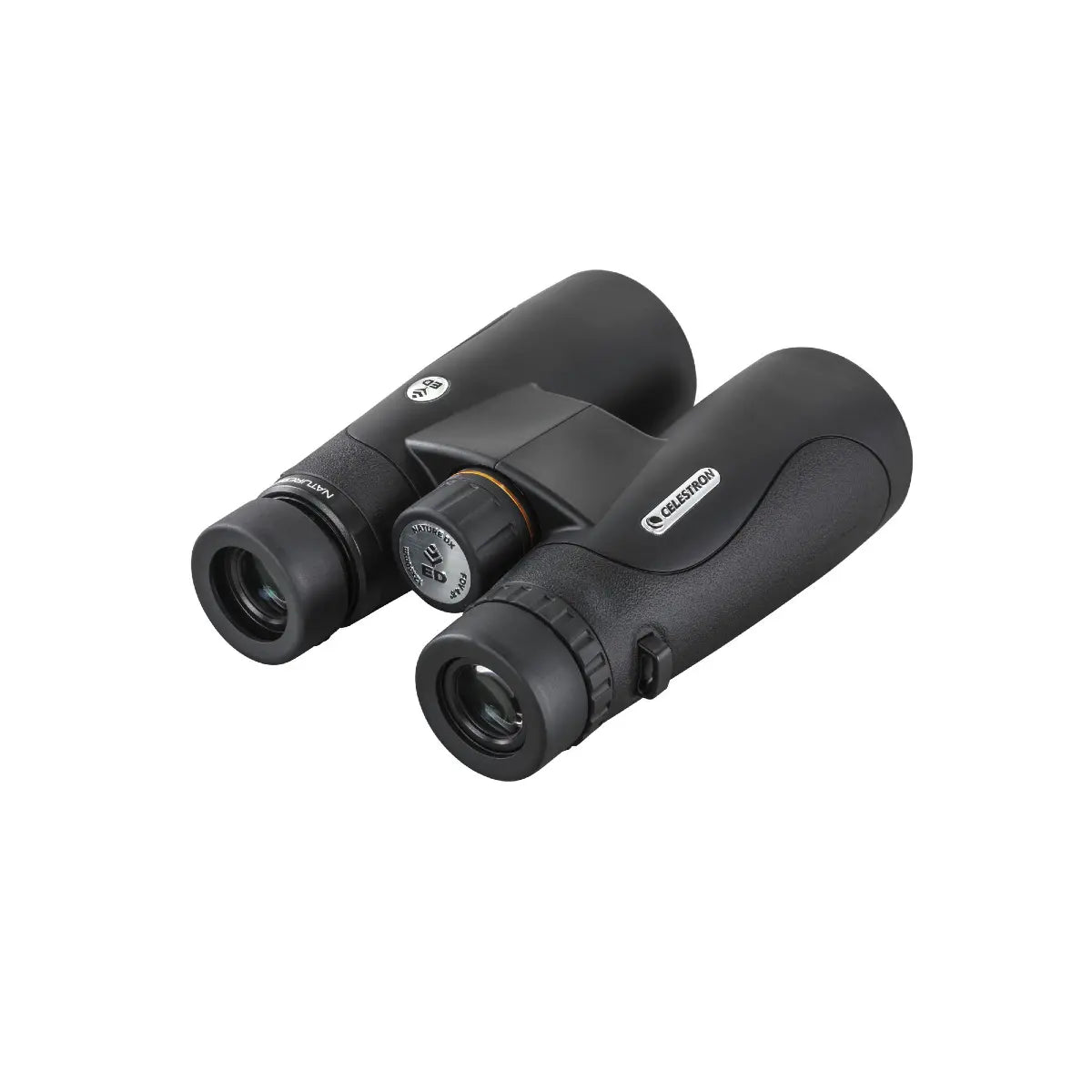 Black binoculars on a white background