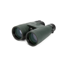 Green binoculars on a white background