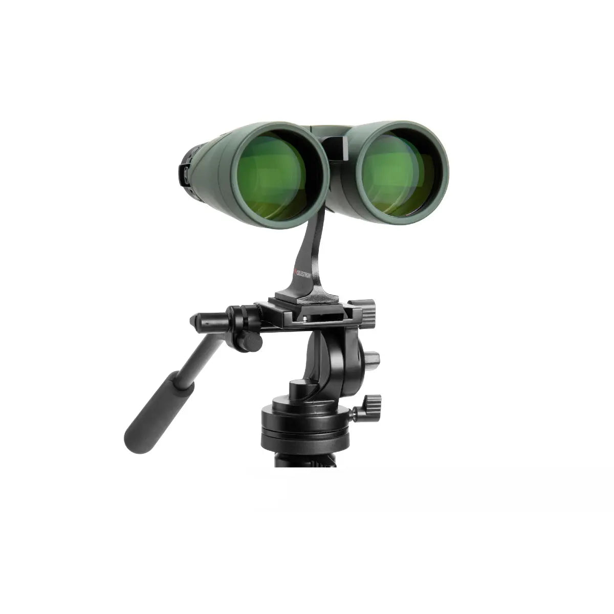 Binoculars with a tripod on a white background