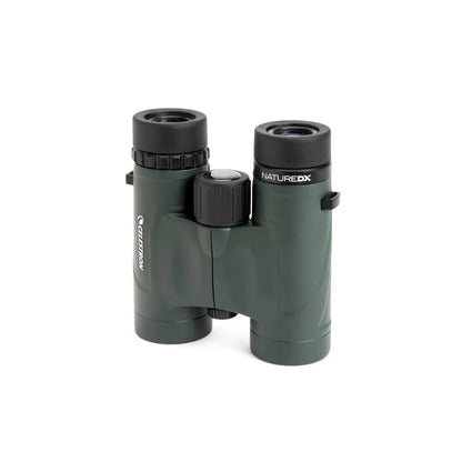 Green binoculars with 'NatureDX' branding on a white background