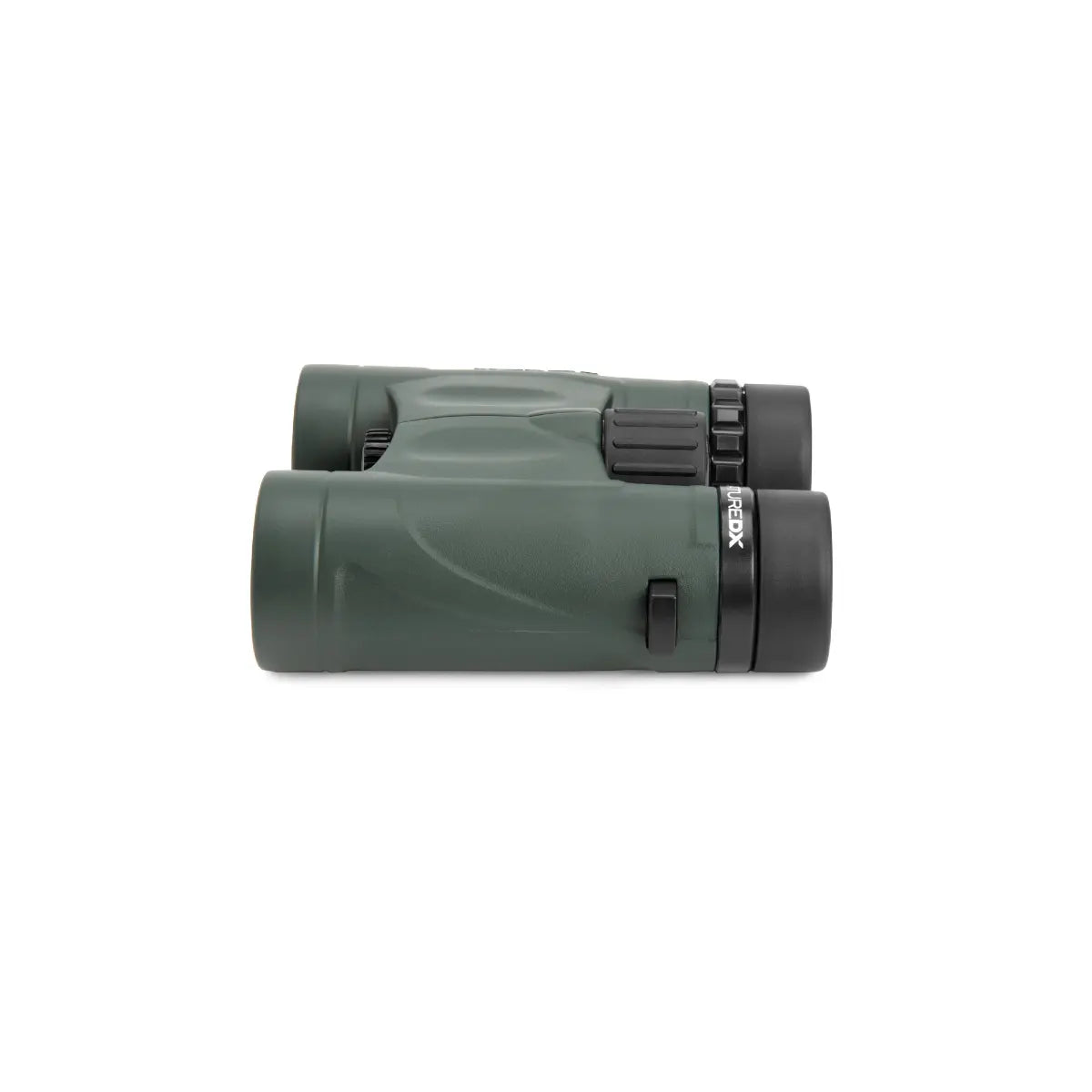 Green binoculars with a brand logo on a white background