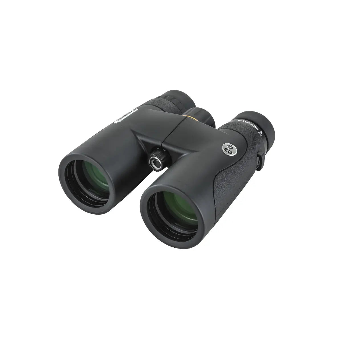 Black binoculars on a white background
