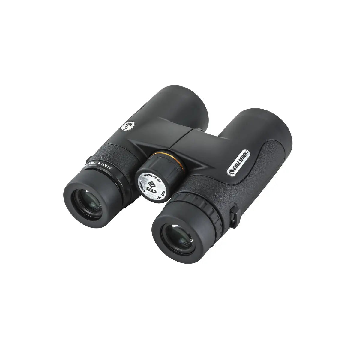 Black binoculars on a white background