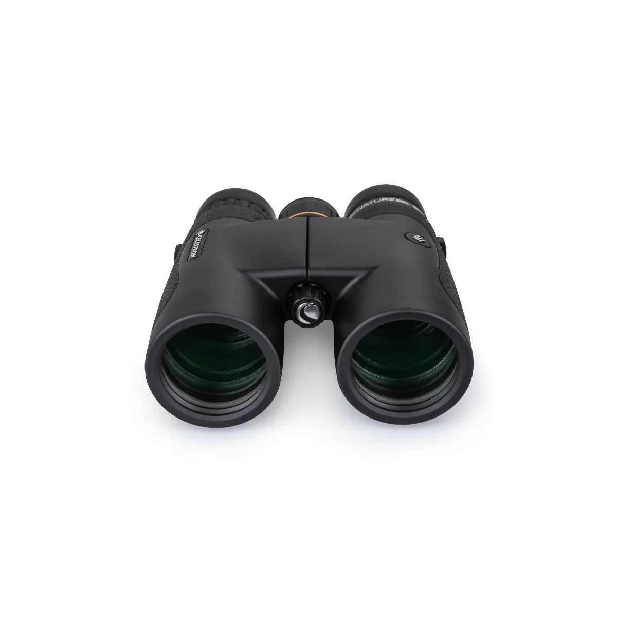 Black binoculars on a white background