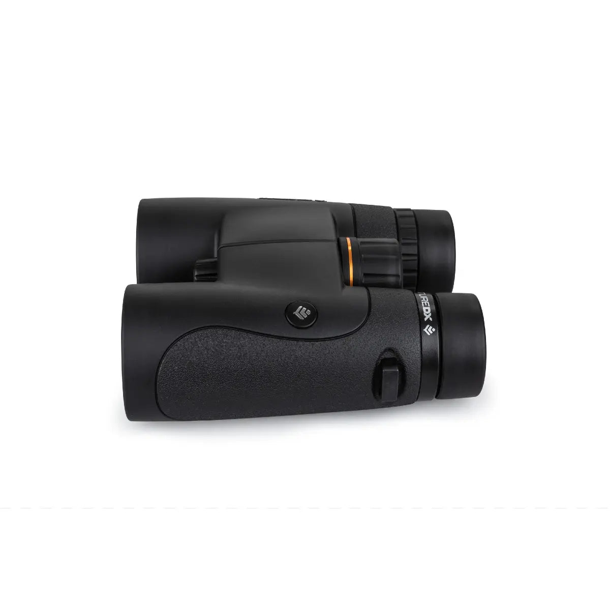 Black binoculars on a white background