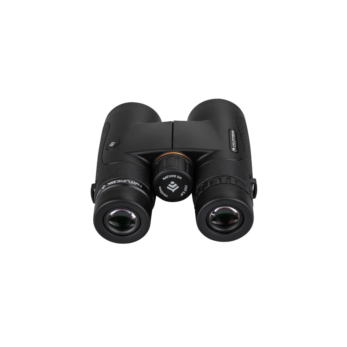Black binoculars on a white background