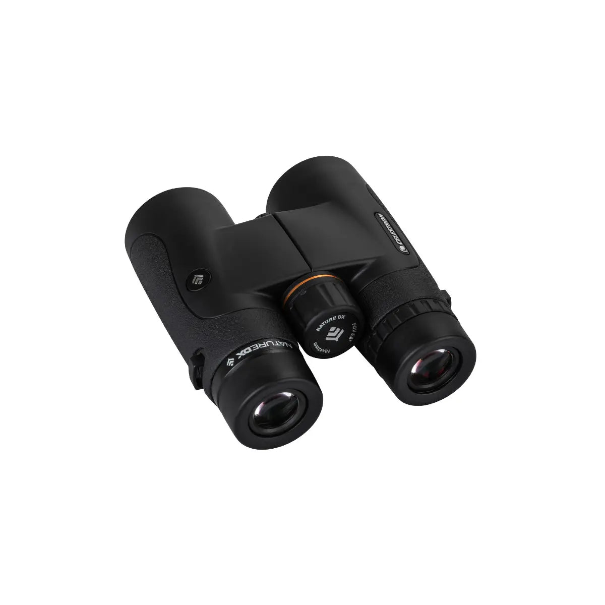 Black binoculars on a white background