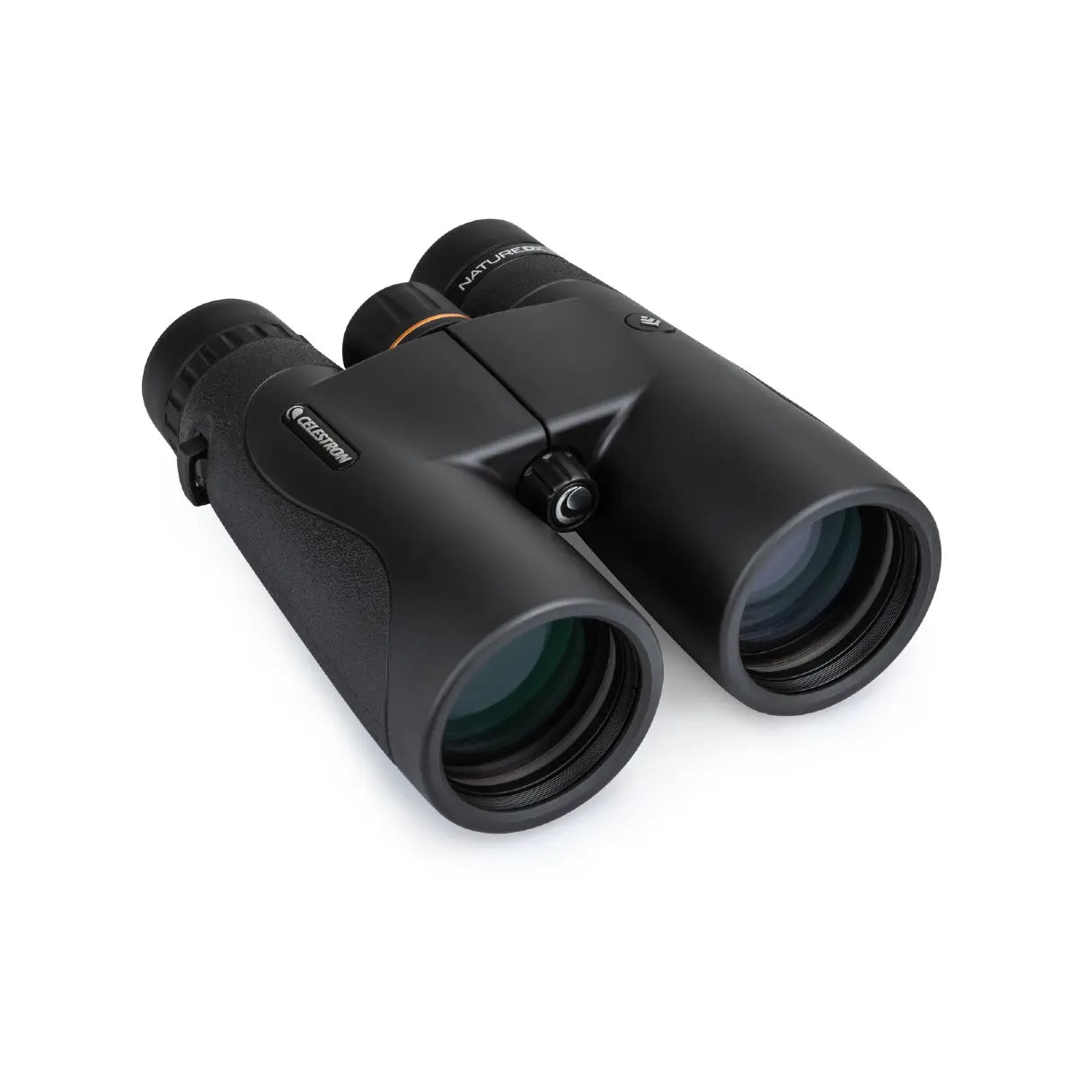 Black binoculars on a white background