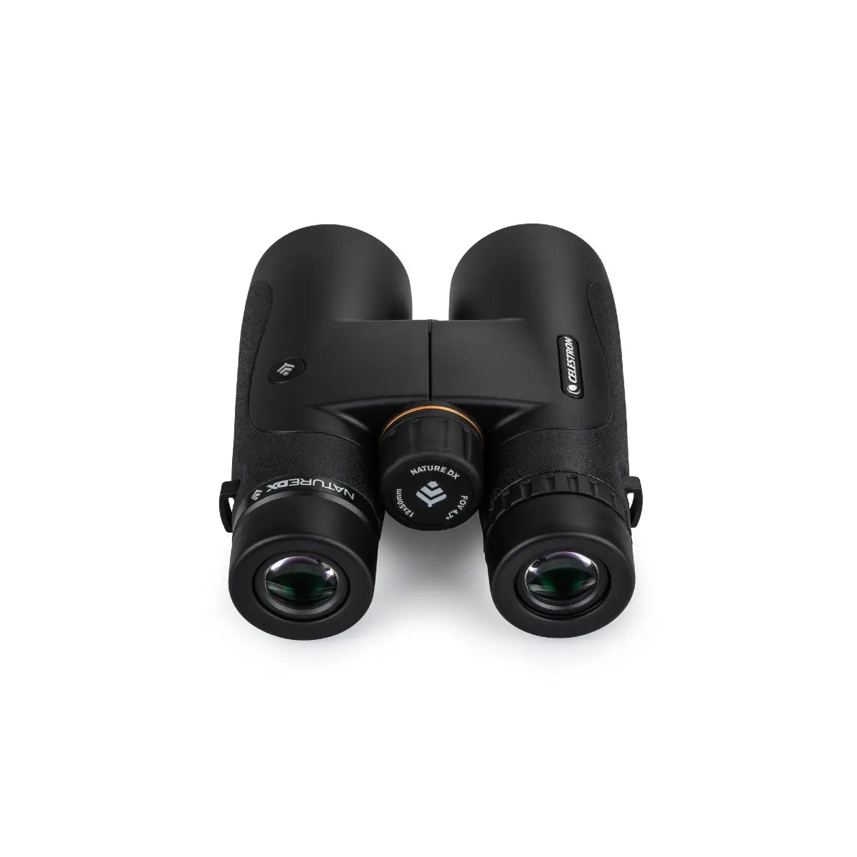 Black binoculars on a white background