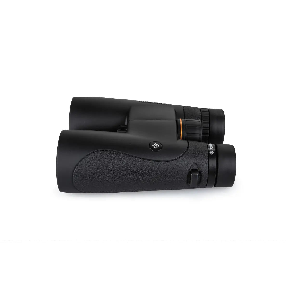 Black binoculars on a white background