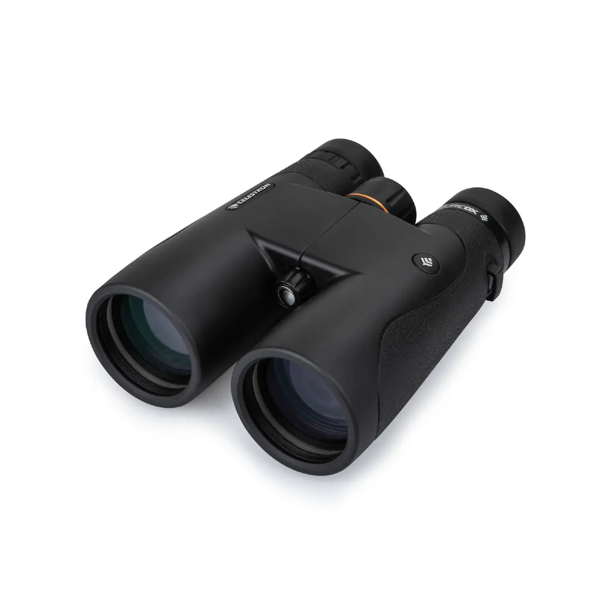 Black binoculars on a white background
