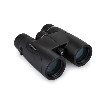 Black binoculars with a brand logo on a white background