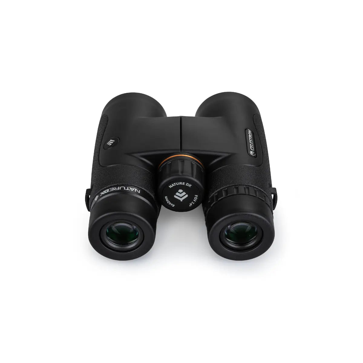 Black binoculars on a white background
