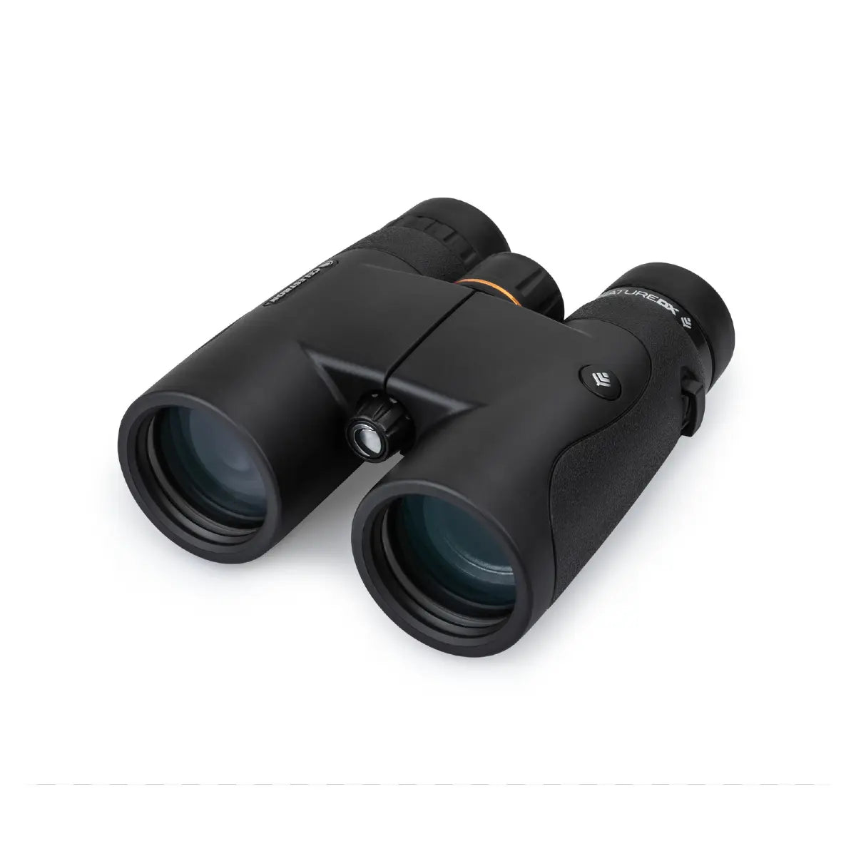Black binoculars on a white background