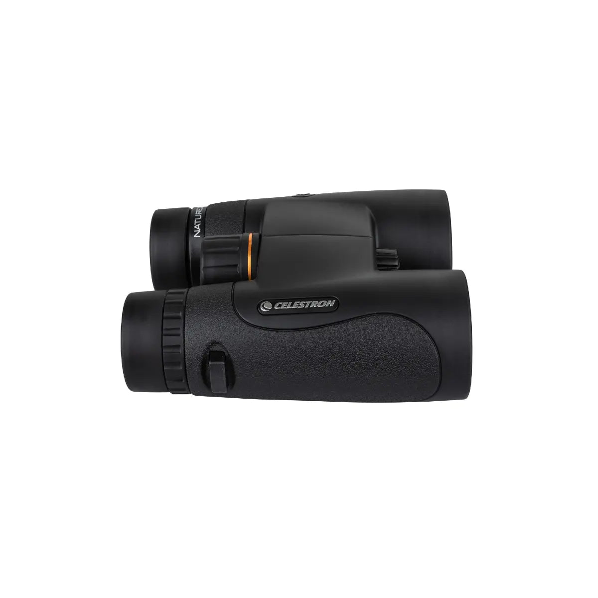 Black Celestron binoculars on a white background
