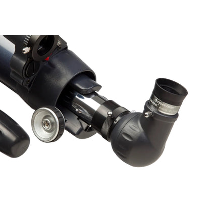 Close-up of a telescope with eyepiece on a white background