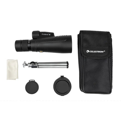 Celestron monocular with accessories on a white background