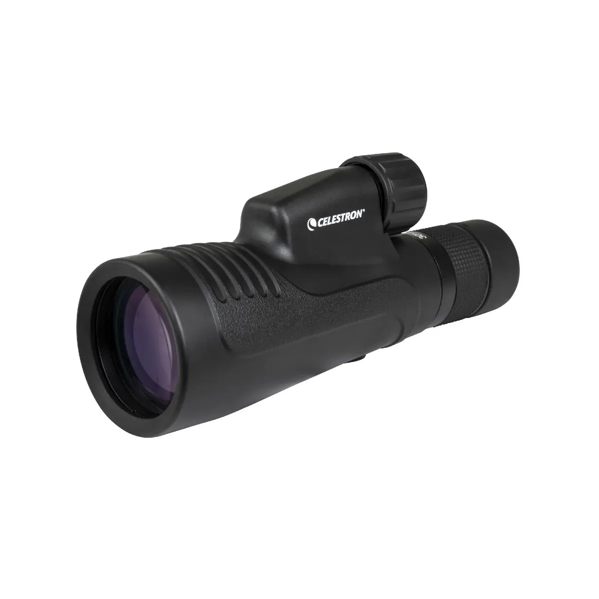 Black Celestron monocular on a white background